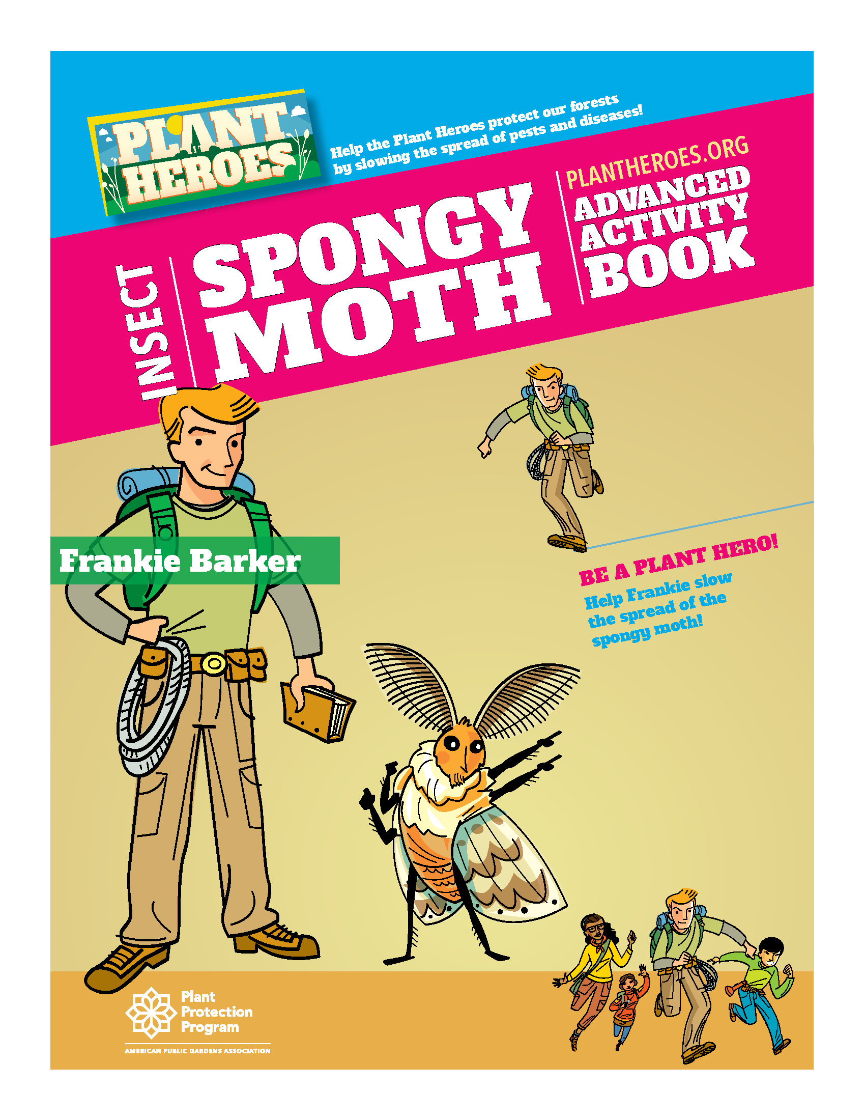 cover image of the spongy moth activity book with comic image of a spongy moth